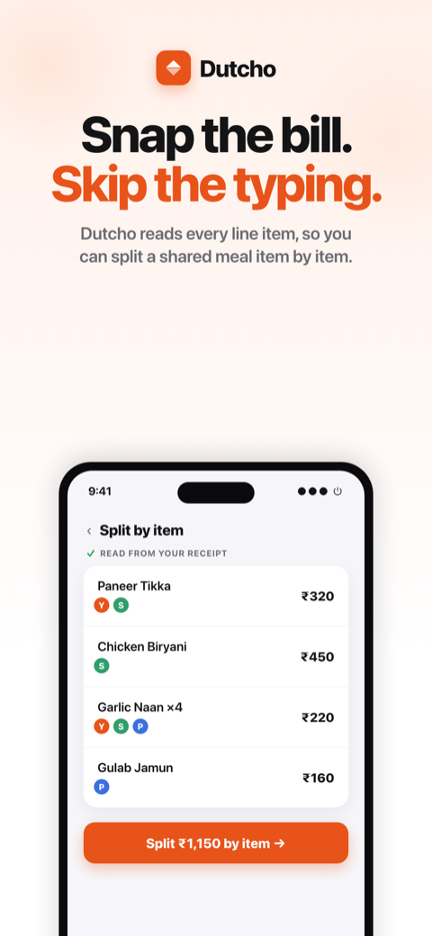 Scan a receipt and split it by item